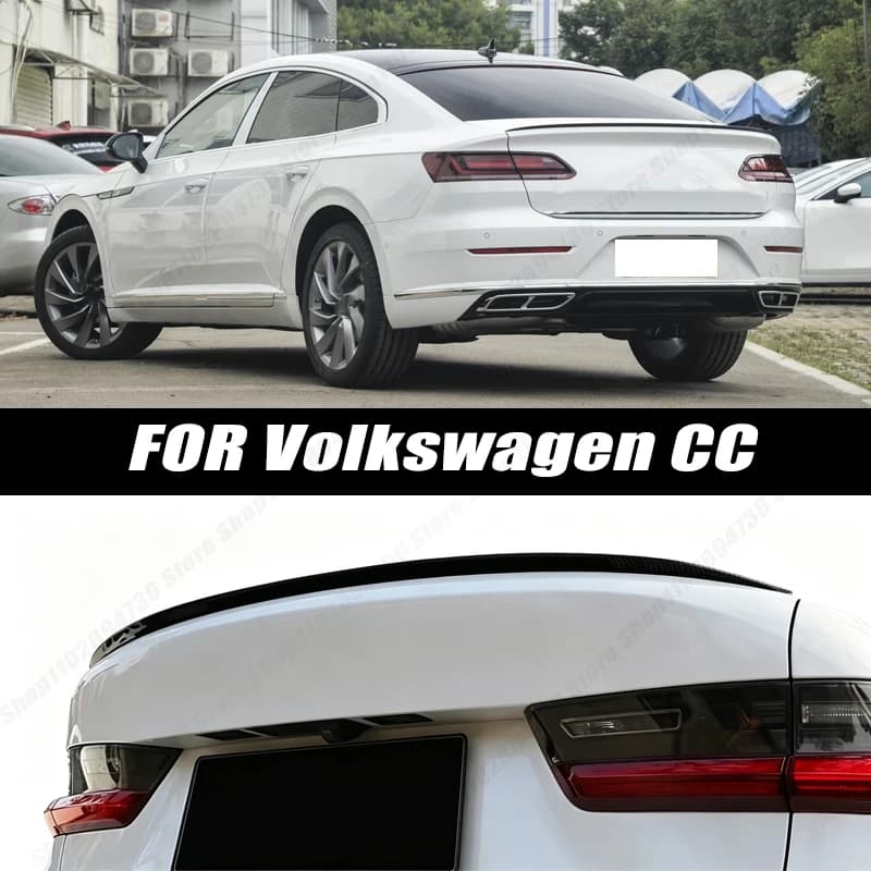120CM Glossy Black Soft Rubber Universal Rear Trunk Spoiler 5D Carbon Look Tail Wing Fit For Volkswagen CC Sedan Car Accessories