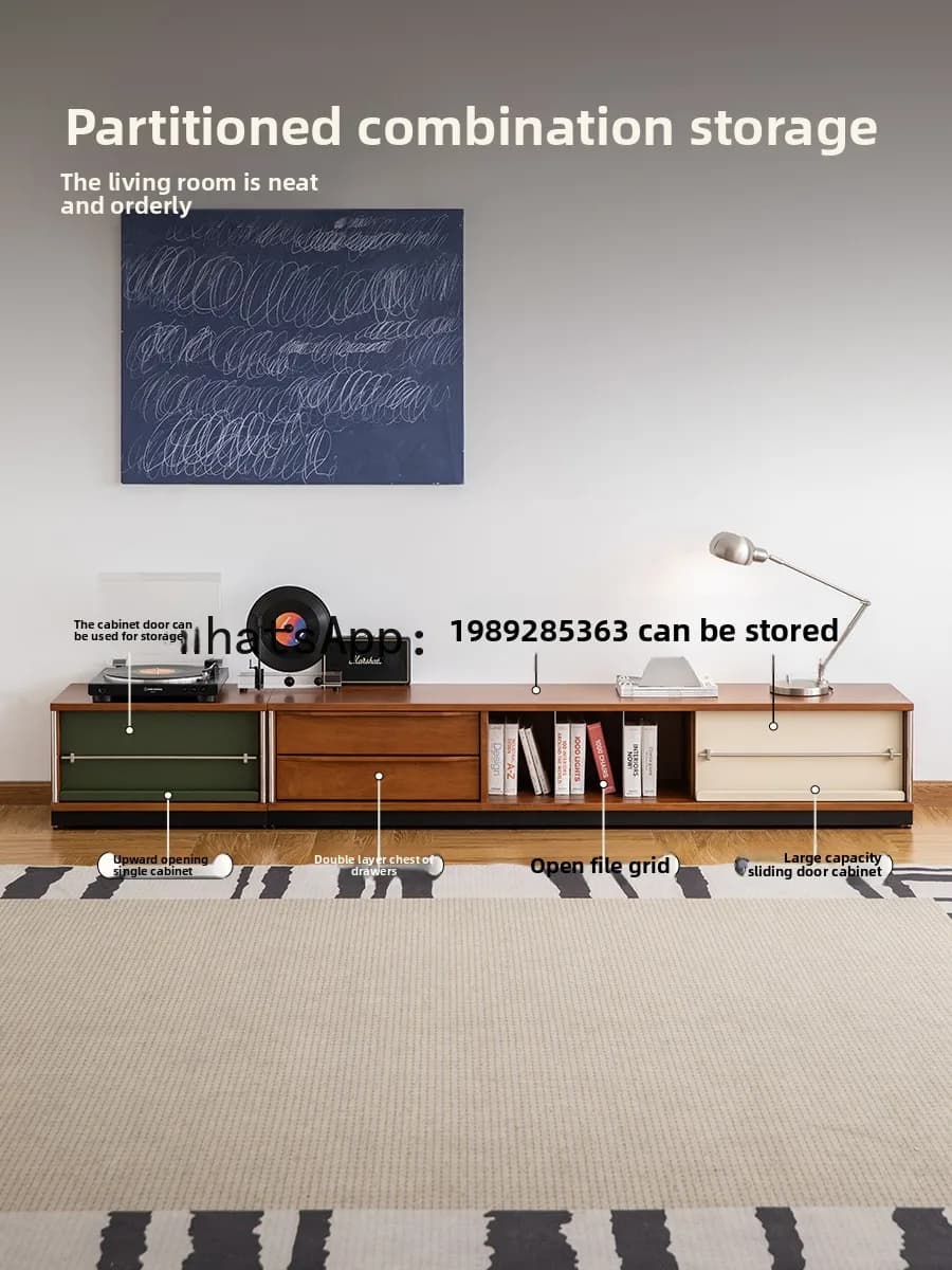 YFY Mid-Century Style Solid Wood Combination TV  Floor-Standing Living Room Home Integrated Small Apartment Storage