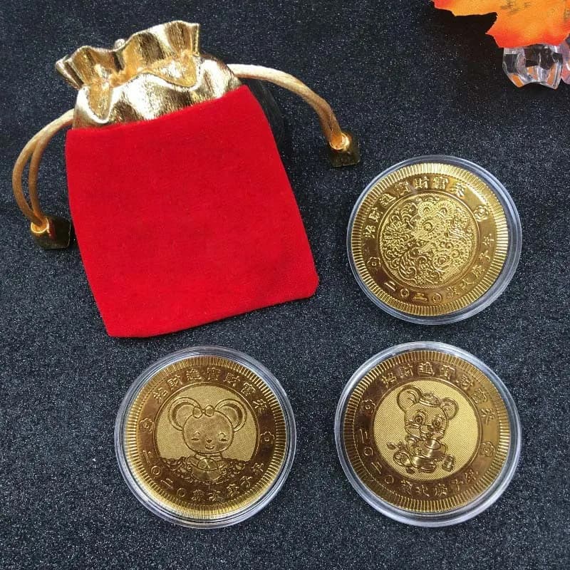 1/10pc Year of the Rat Commemorative Coin Chinese Zodiac Souvenir Challenge Collectible Coins Collection Art Craft Gift Ornament
