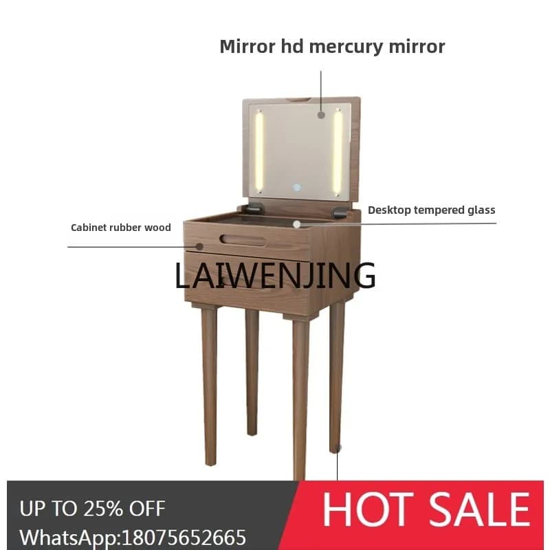 solid wood ultra-narrow makeup table simple bedside table makeup table integrated