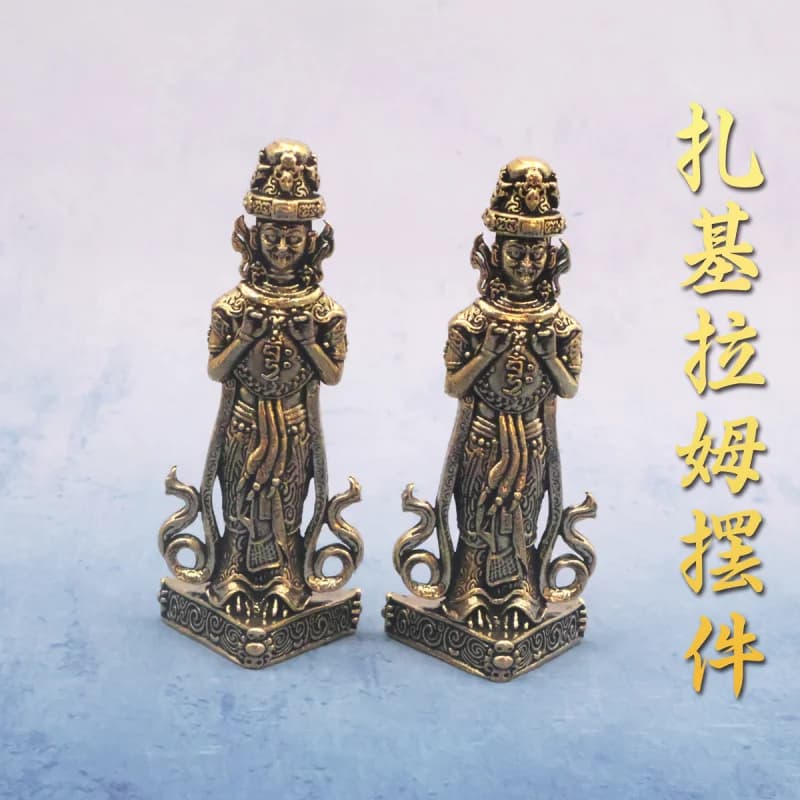 Brass Tantric Temple Female God of Wealth Zaki Ram Buddha Tibetan Dharma Bronze Statue Ornament