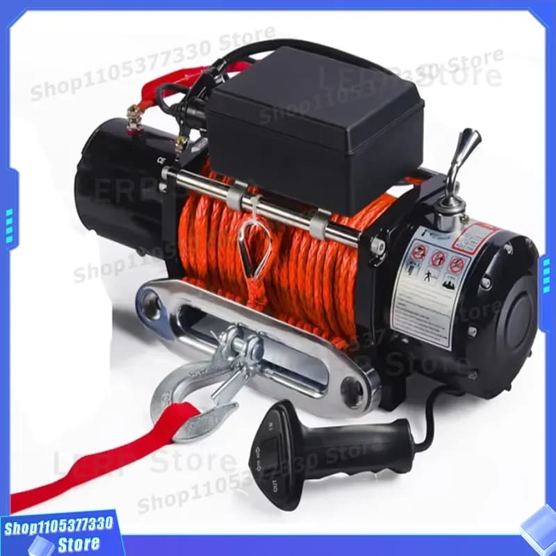 Professional 8000lb Electric Winch 12V for Off Road Vehicle Light Duty Auto Wire Rope Single Anchor Recovery Gear Kit 12V