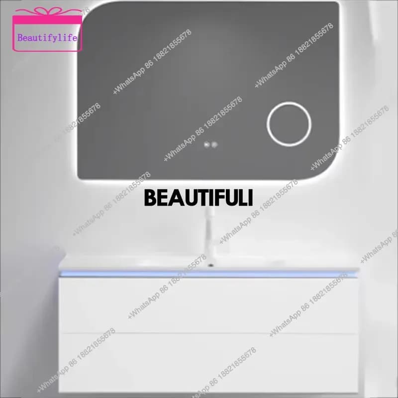 YL  Storage Lighting Bathroom Cabinet European Shelf Toilet Wall Bathroom Cabinet Vanity Hotel Meuble Salle De Bain Home Furnit