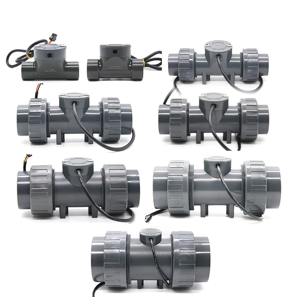 PVC Water Flow Sensor High Precision Pipeline Type Flow Meter Liquid Flow Rate Indicator for Farm Garden Irrigation DN15-DN80