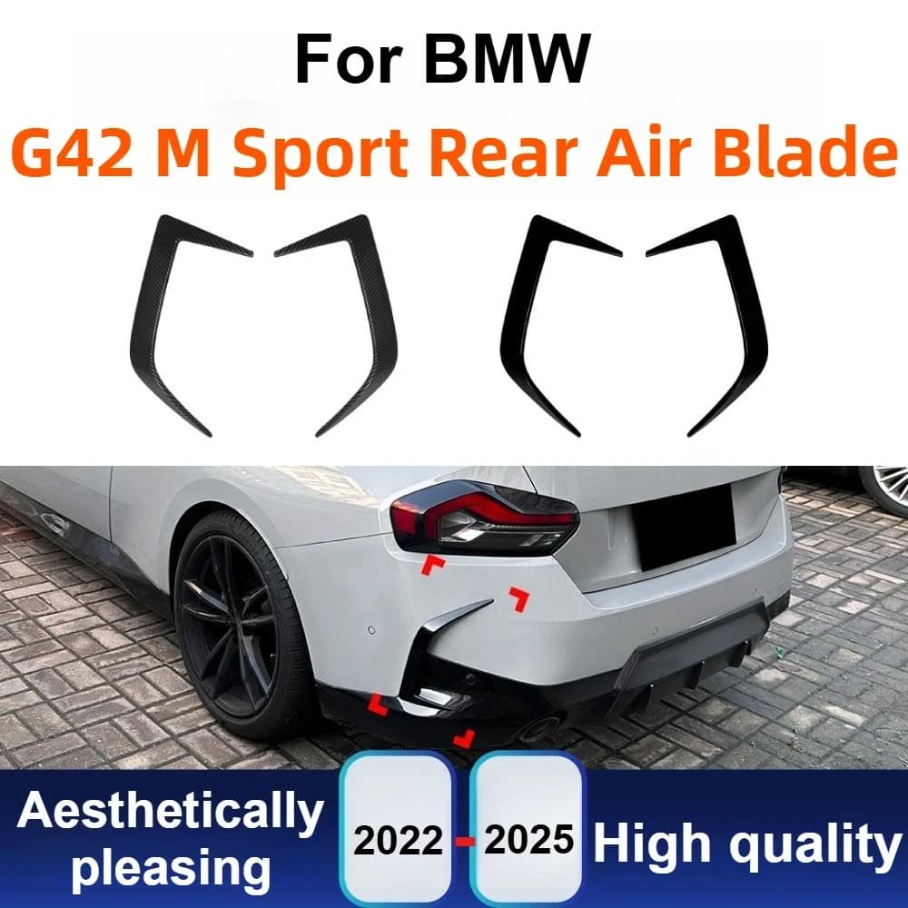 For BMW 2 Series G42 M Sport 2022-2025 Rear Canard Air Vent Sticker Diffuser Aero Splitter Carbon Fiber Tuning Modification kit