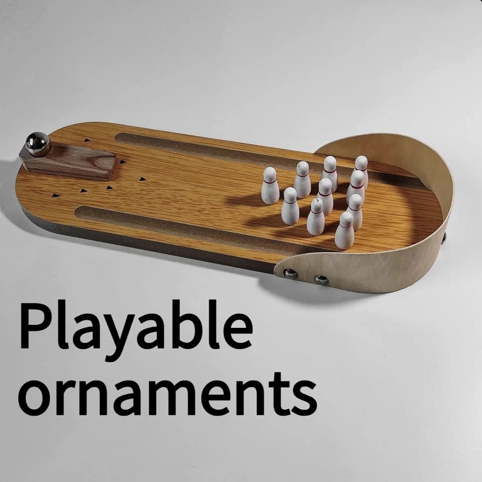 NEW Creative Bowling Wooden Ornaments Home Desktop Decoration Mini Micro Landscape Puzzle Crafts Gift
