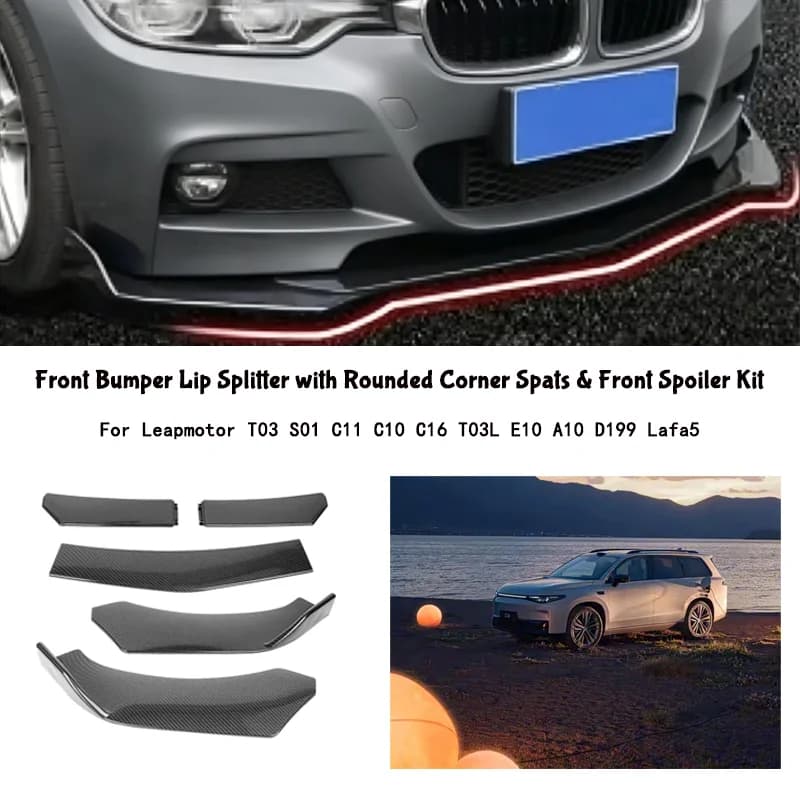 5-Segment Adjustable Front Bumper Lip Splitter Body Kit For Leapmotor T03 S01 C11 C10 C16 T03L E10 A10 D199 Lafa5
