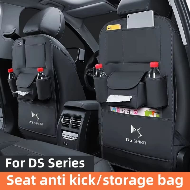 For DS SPIRIT DS3 Car Seat Anti Kick Pad Leather Seat Back Organizer Anti Scratch Protector Pads