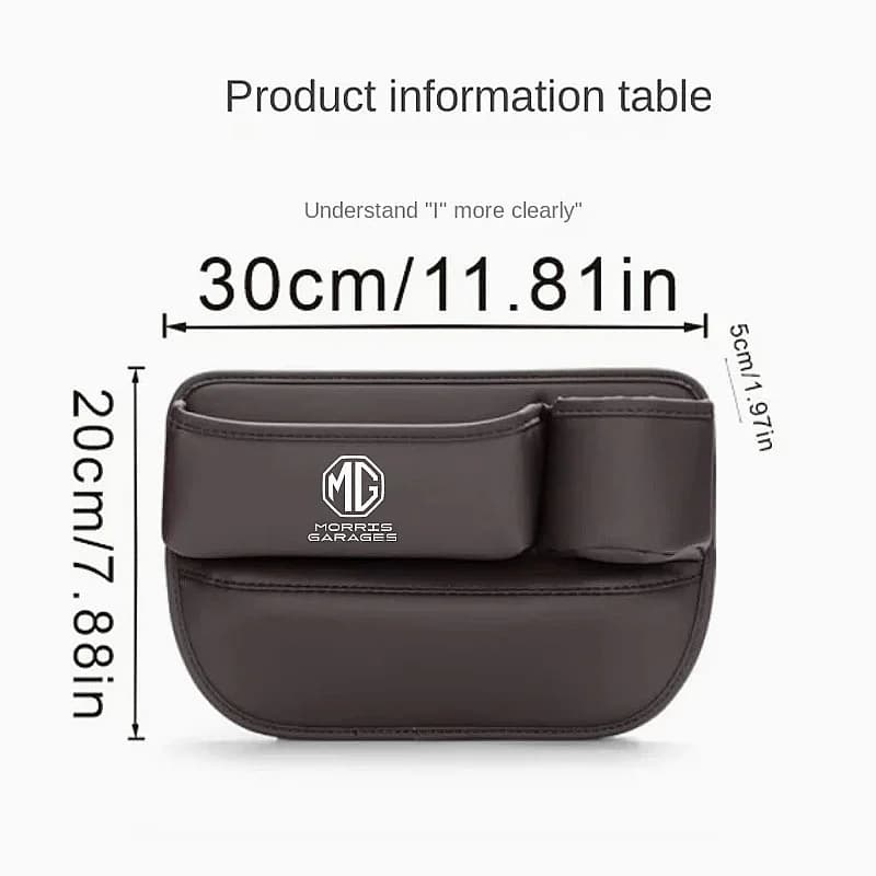 PU Leather Car Seat Side Gap Storage Bag With Cup Holder For MG ZS EV HS GT One, Multifunctional Phone Key Organizer Box