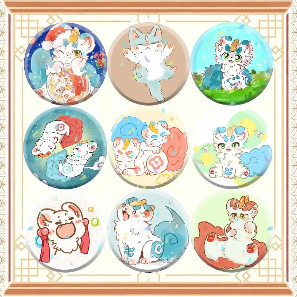 Furry F-Fabulous B-Beasts  32/44/58mm Handmade Pins Round Brooch Badge Backpacks Clothes Jewelry Gifts