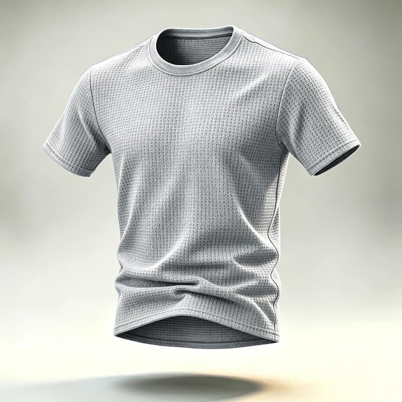 Men Waffle Knit Short Sleeve T-Shirt Regular Fit Crew Neck Stretch Casual Daily Summer Streetwear Outdoor Basic Tees for Men