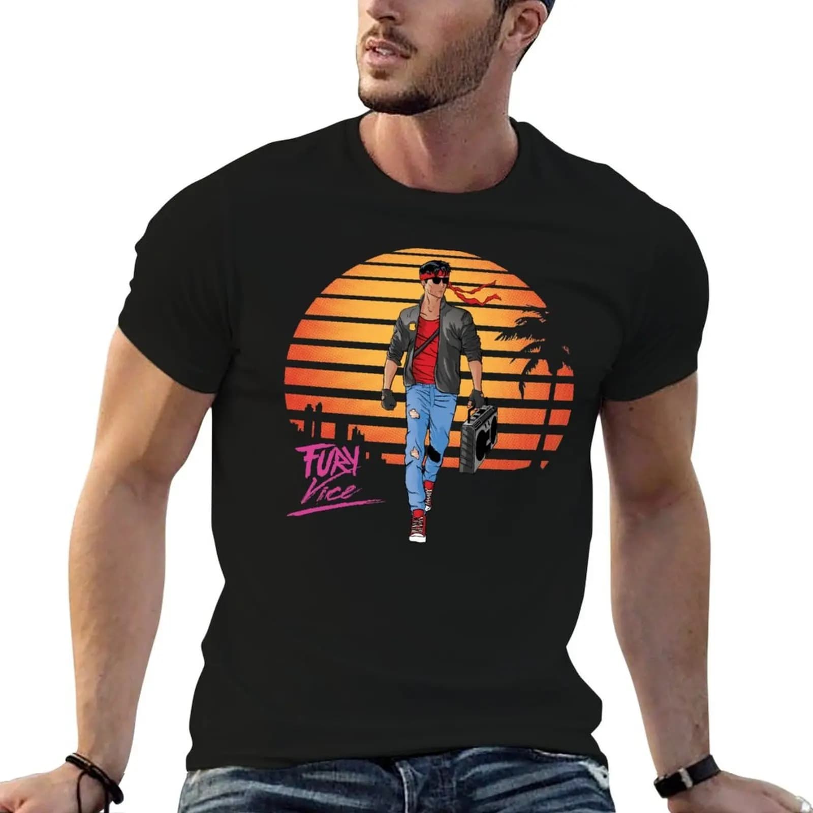 Kung Fury Vice T-Shirt aesthetic clothes custom t shirt men t shirts high quality