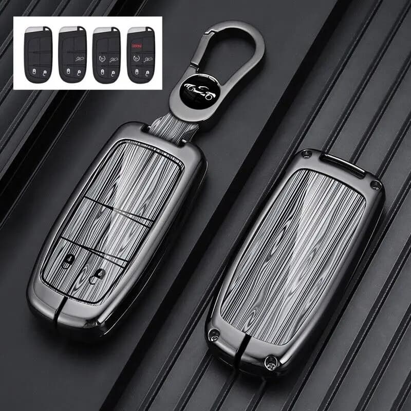 Zinc Alloy Leather Car Remote Key Fob Case Cover For Dodge Charger Challenger Jeep Chrysler Key Shell Keychain