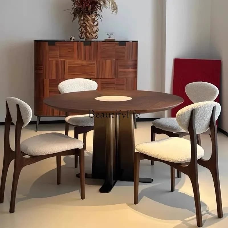LXFrench retro round solid wood dining table, medieval creative round dining tableSSS