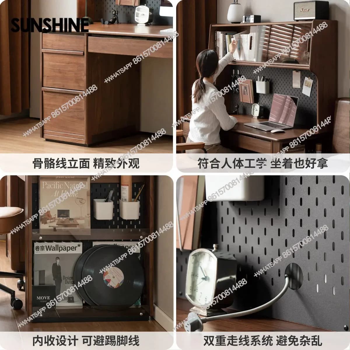 Study bookcase, desk, simple home with shelf writing deskX