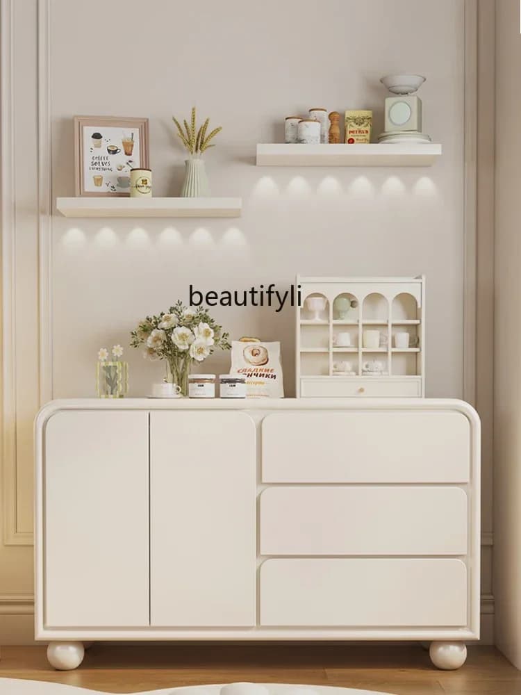 K185 Cream Style Sideboard Cabinet Household Solid Wood Locker Wall Kitchen Storage Cabinet Living Room Dining Room