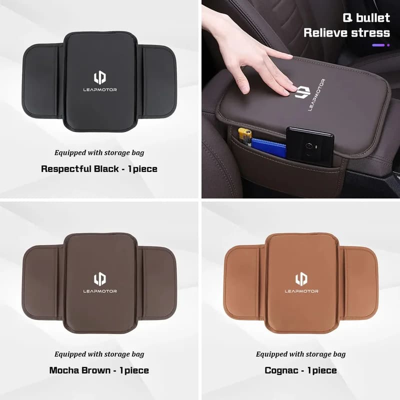 1Pc Premium Leatherette Auto Central Arm Rest Storage Box Guard Cover Pad For Leapmotor/C11/C10/C16/C01/T03/S01/B10