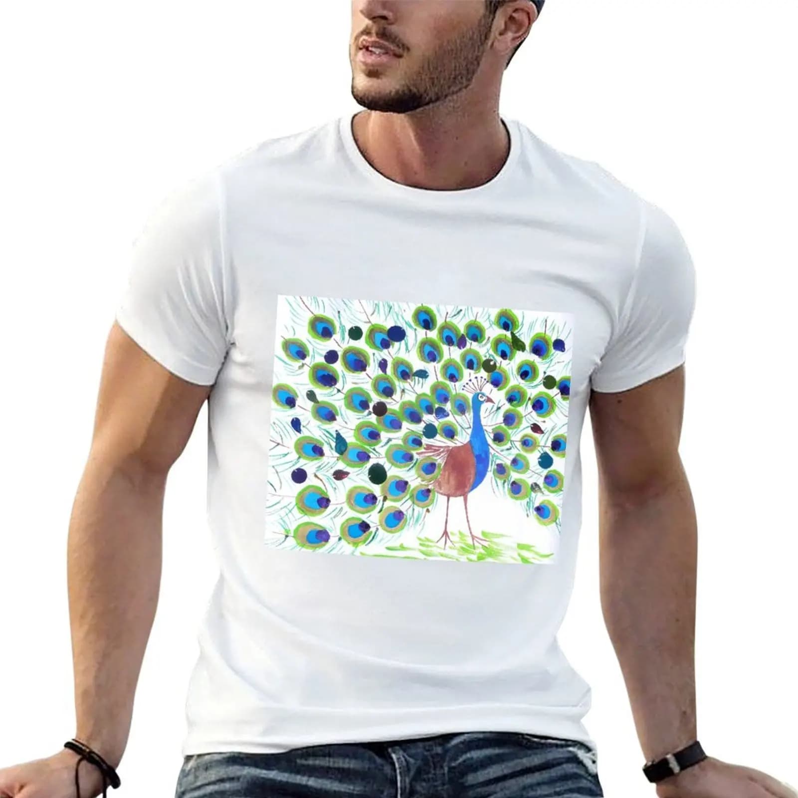 Proud Peacock T-Shirt Funny t-shirts cotton graphic tees luxury clothes men