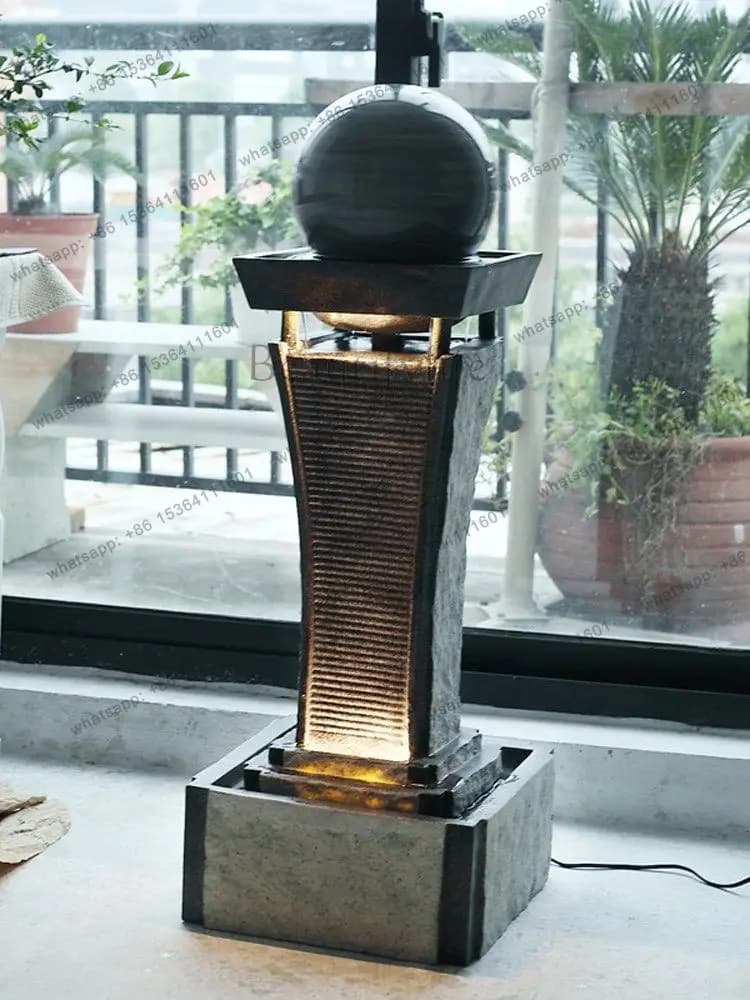 Water flow turns fountain opening gift living room landing office company ornament