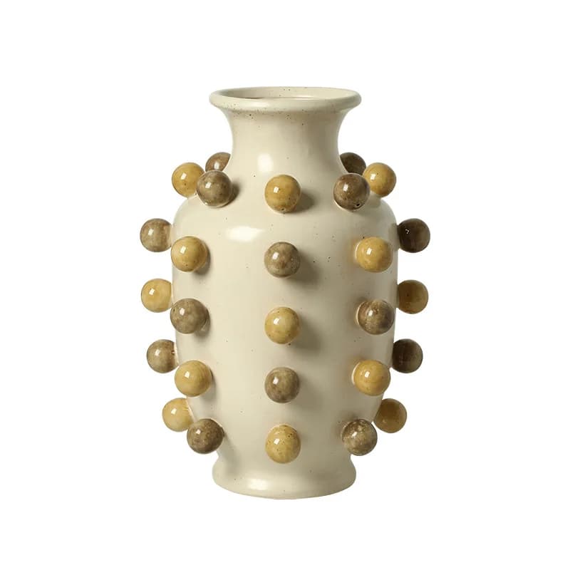 Modern wabi-sabi abstract hand-painted round bead ceramic vase entrance dining table decorative cabinet creative ornament