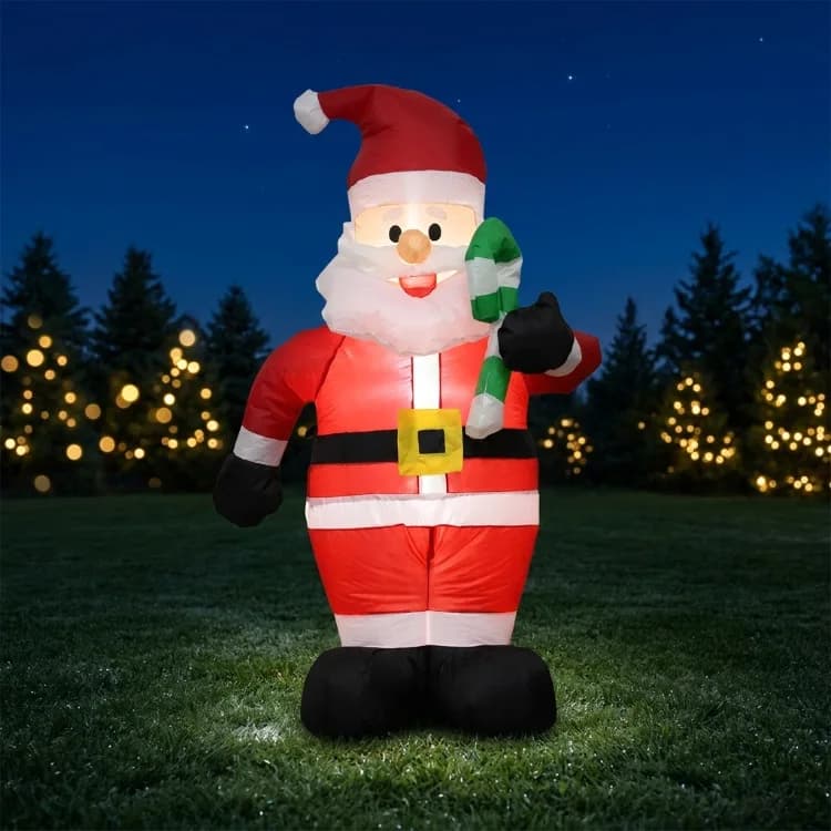 1.2-meter Hand-held Cane Santa Claus I Nflatable Luminous Ornament Home Decoration Crafts Christmas Gift