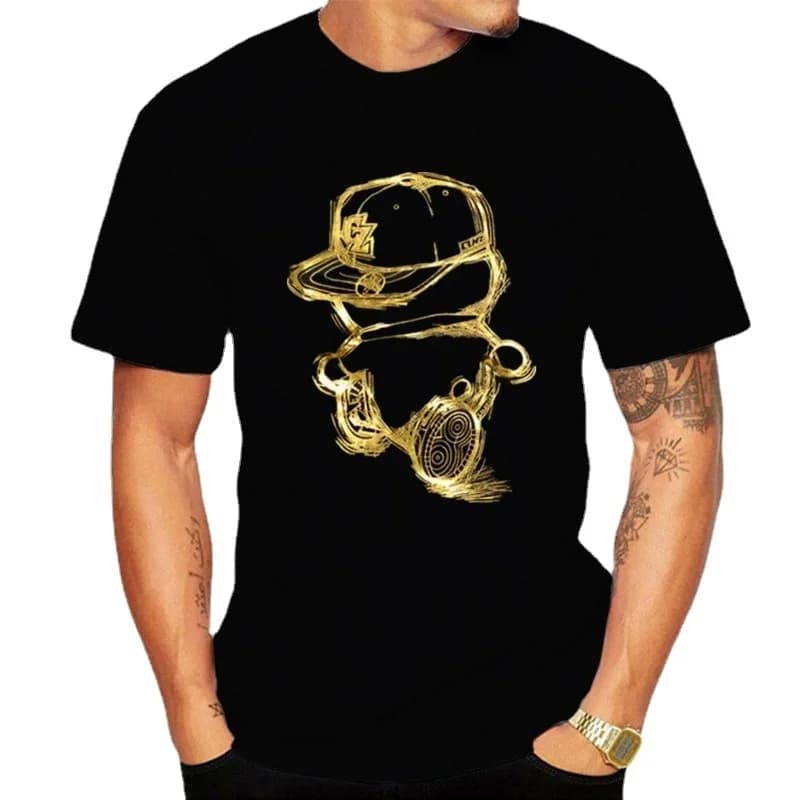 Men's top pure cotton T-shirt summer daily short sleeve top gold men's large fashionable new T-shirt