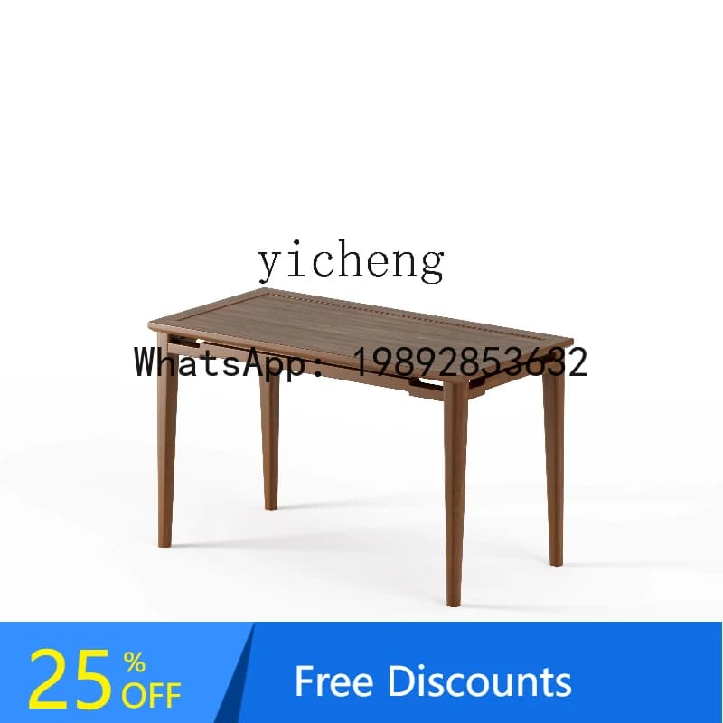 LL tea table and chair combination solid wood household new Chinese small rock slab pulling telescopic square tea table