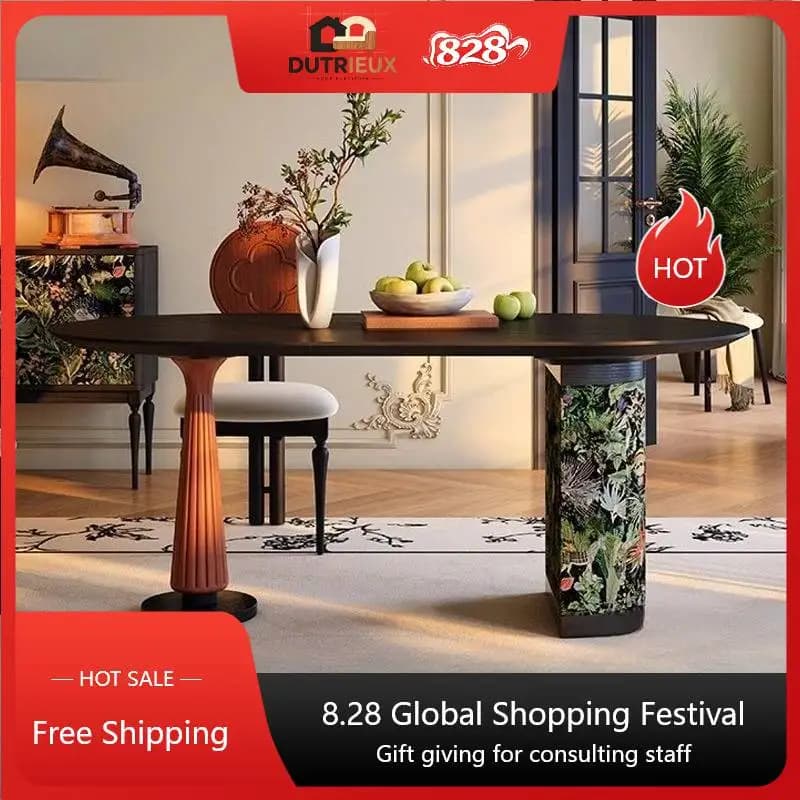 Oval Modern Design Dining Table Black Kitchen Nordic Restaurant Luxury Dining Table Living Room Mesas De Jantar Furniture Home