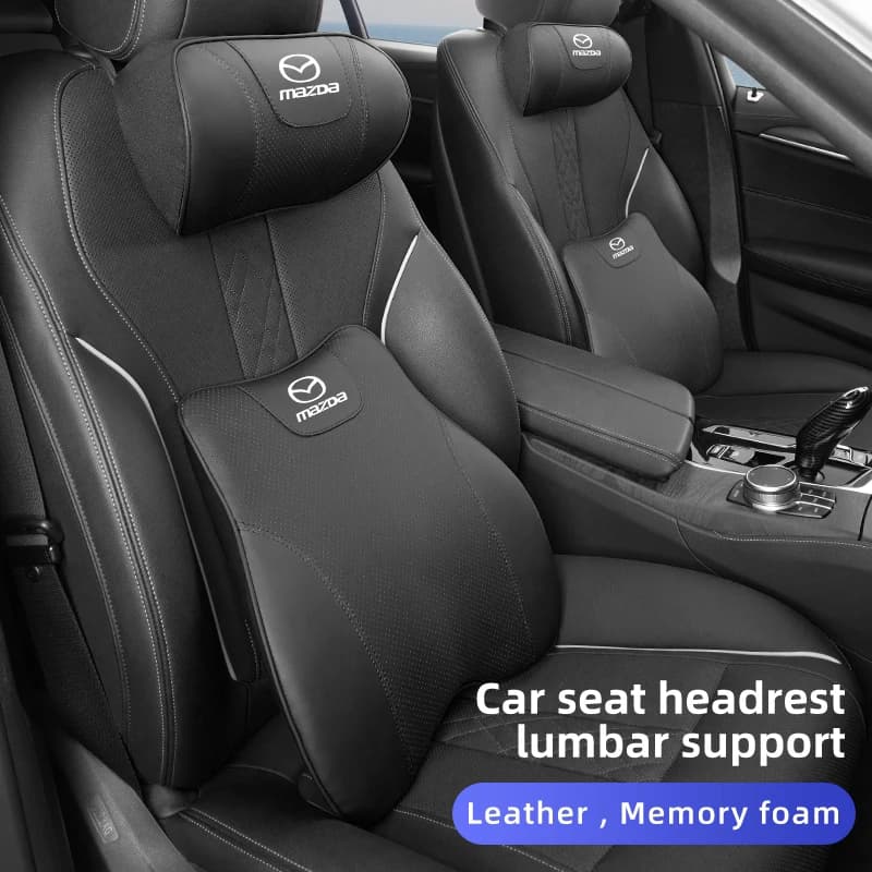 Car Seat Headrest Leather Neck Pillow Lumbar Support Accessories For Mazda 6 3 CX5 5 2 323 CX7 Demio Atenza Axela MX30 CX30 CX3