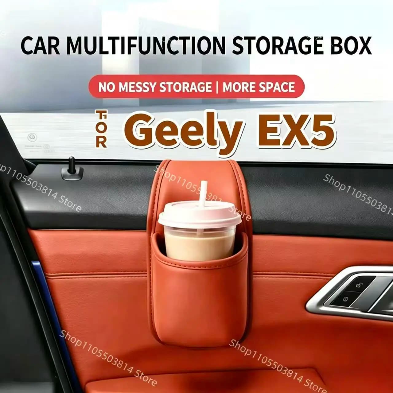 For Geely EX5 Car Door Storage Box Multifunctional Car Cup Holder Side Door Organizer Pocket Vehicle Water Bottle&Phone Holder