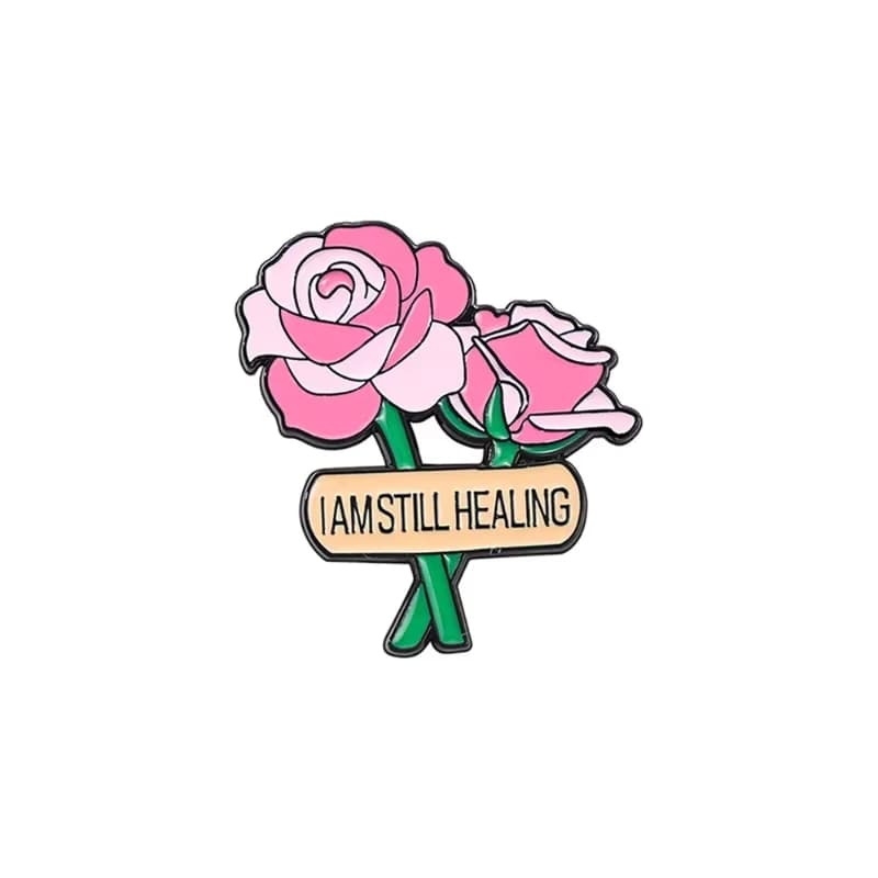 Funny Mental Health Theme Enamel Brooch Alloy Ribbon English Cat Letter Badge Gift Pin DIY Clothing Bags Hat Scarf T-shirt Jeans