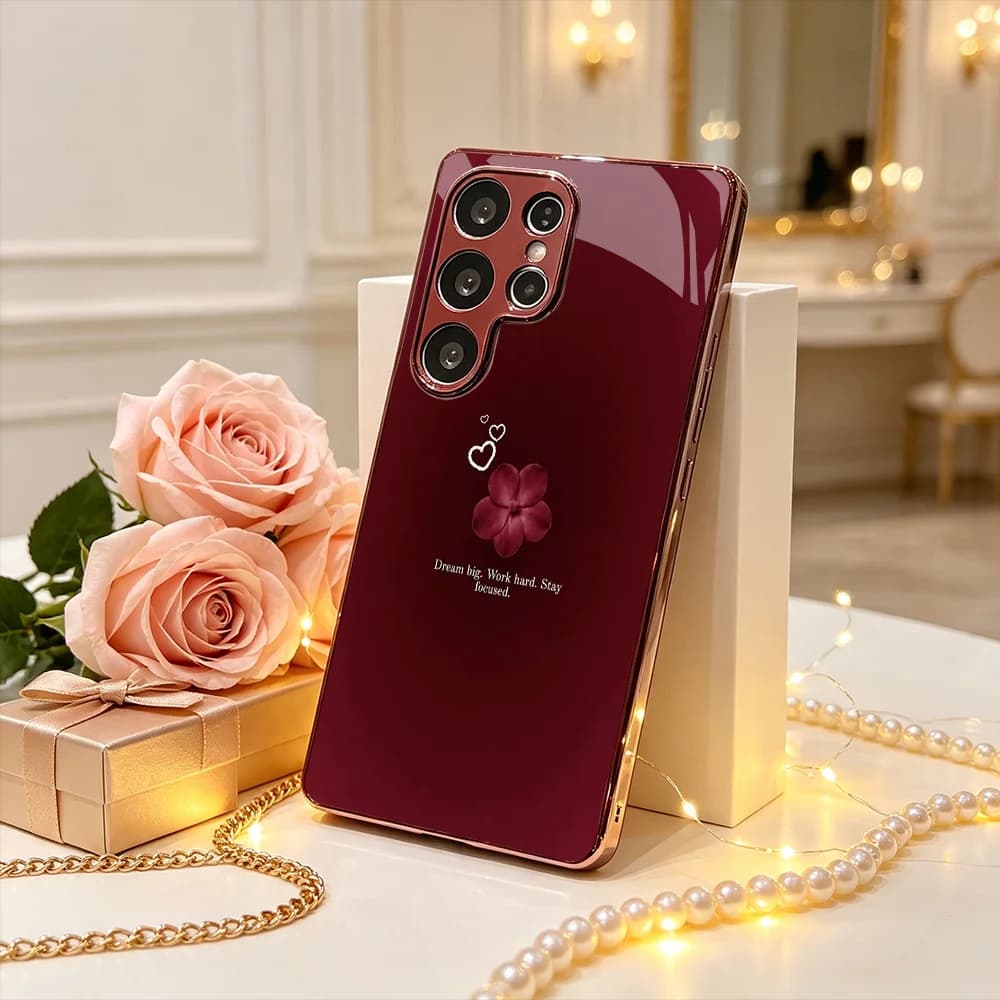 Inspirational Flower Love Phone case Glass phone case for Samsung GalaxyS26 S25 24 23 22 21 Plus/Ultra/FE shockproof back cover