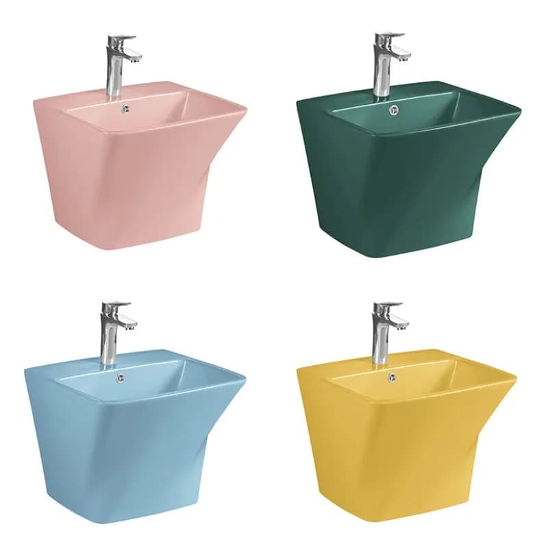Rectangle Pink Bathroom Sink Hanging Washbasin Washbasin  Wall Hanging