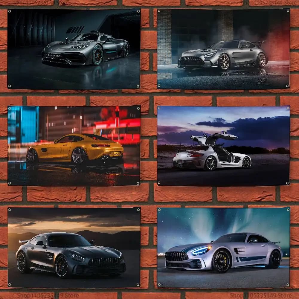 M-Mercedes Benz Amg car FLAG 60x110CM 70x115CM 100x150CM Hoes Mad Funny Flag With Four Brass Grommets