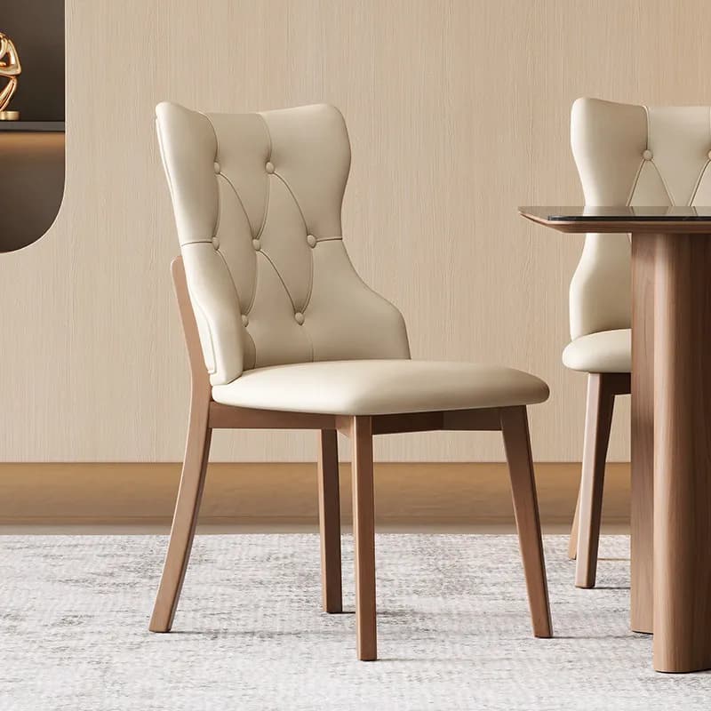 Wooden Leather Dining Chairs Designer Bedroom Minimalist Dressing Dressing Makeup Waiting Silla Plegable Postmodern Furniture