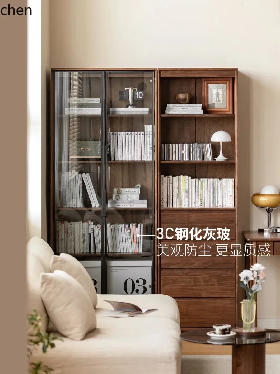 PYH Solid Wood Bookcase Free Combination Bookshelf Home Living Room Full Wall Storage Cabinet