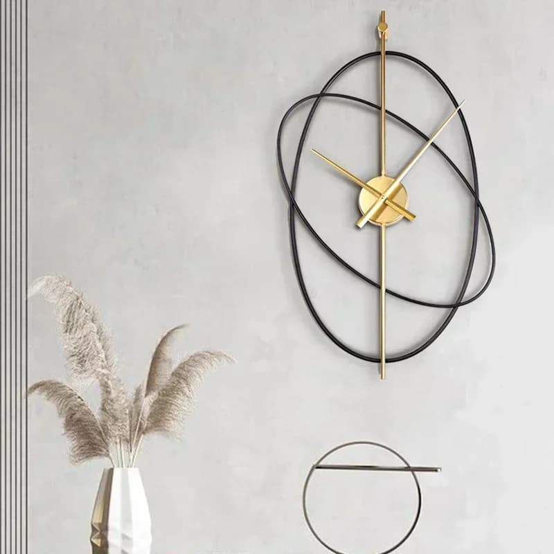 2026 Simple Iron Wall Clock Metal Oval Clocks Wall Home Decor Modern Design Art Silent Clock Paint Craft Living Room Decoration