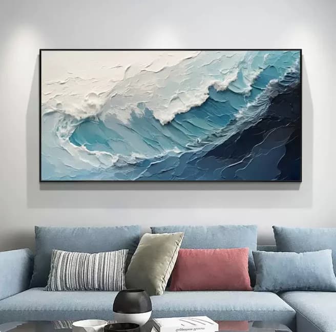#Canvas Texture Modern Hanging Painting Simple Advanced Horizontal Decorative Living Room Background Wall Painting