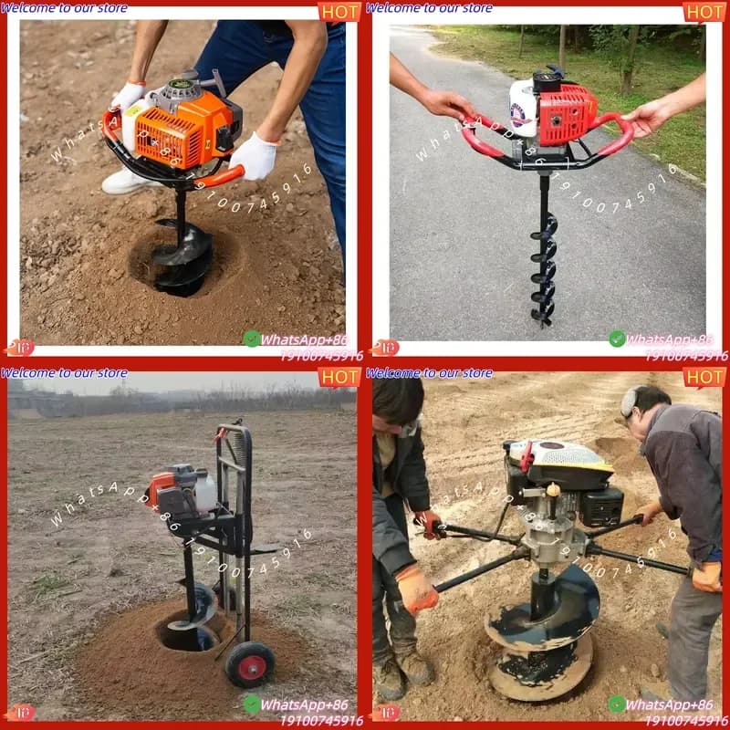 CE Certificate Foundation Digging Machine Mini Digger Pit Diameter 600mm Ground Hole Drill Earth Auger 4 Stroke 1.5KW with