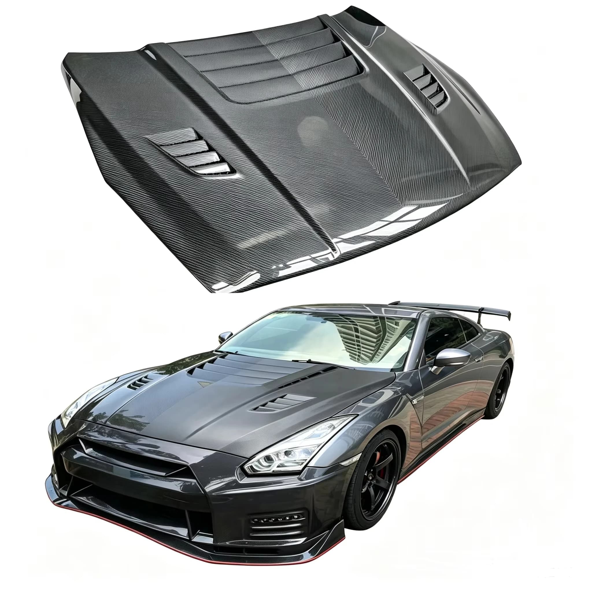 Exterior Accessories for Nissan GTR-R35 2008-2025 Carbon Fiber Nimso Style Front Hood Bonnet Air Vent Engine Cover Car Bodykit
