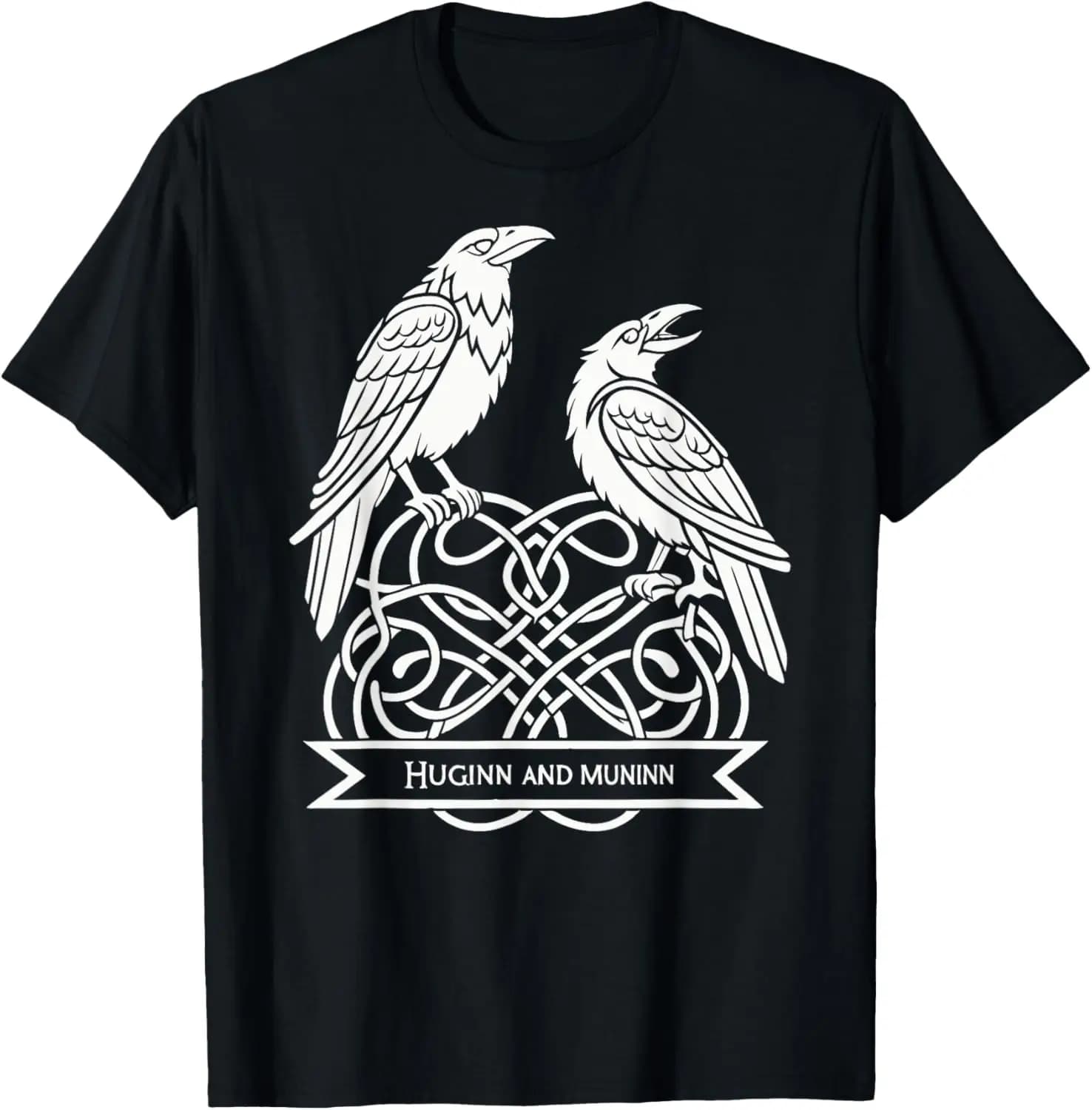 odin's Ravens Huginn & Muninn Celtic Norse Mythology T-Shirt 100% Cotton O-Neck Short Sleeve Summer Casual Mens T-shirt