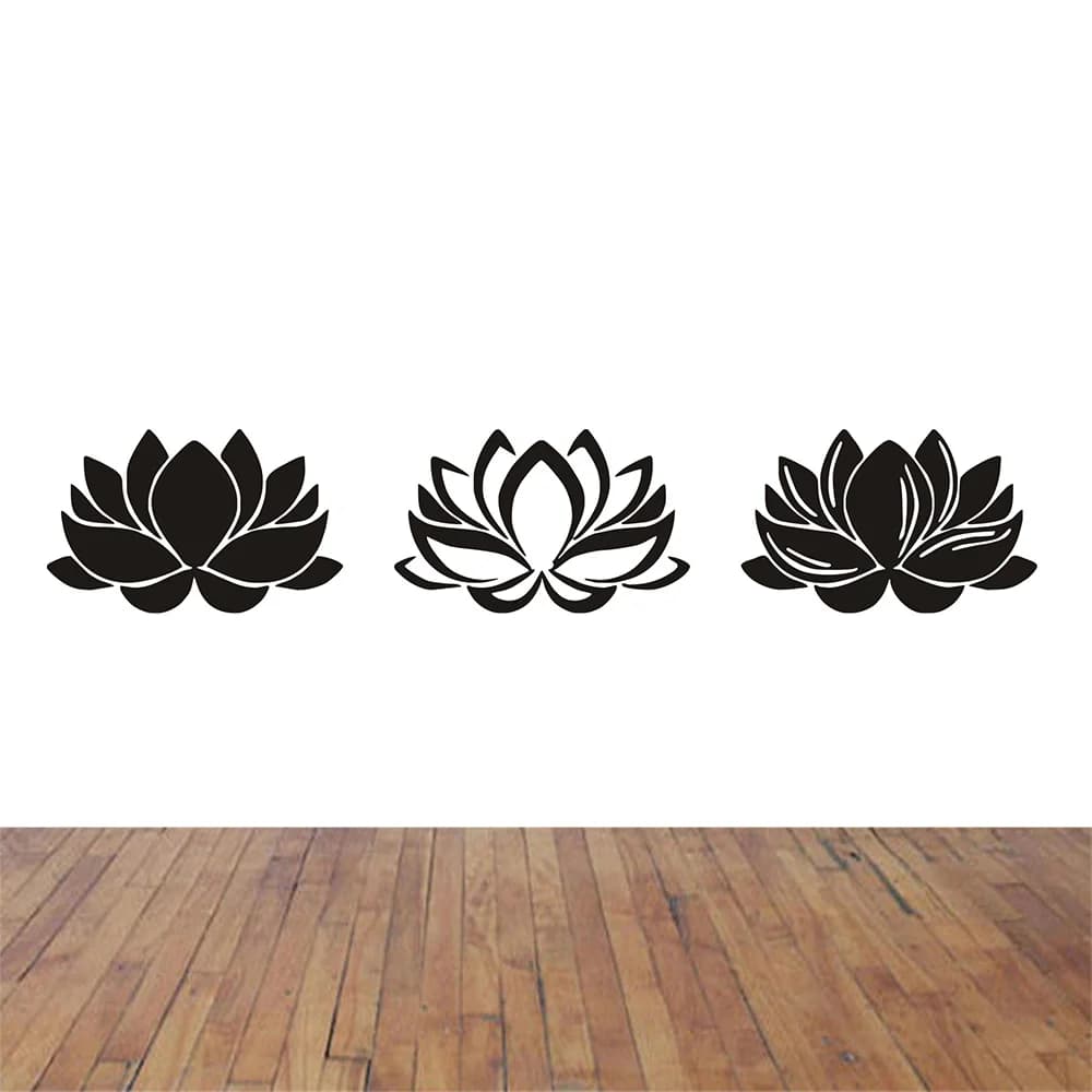 Lotus Flower Yoga Wall Sticker-Lotus Wall Art Flower Floral Living Room Bedroom Yoga Studio Home Decor