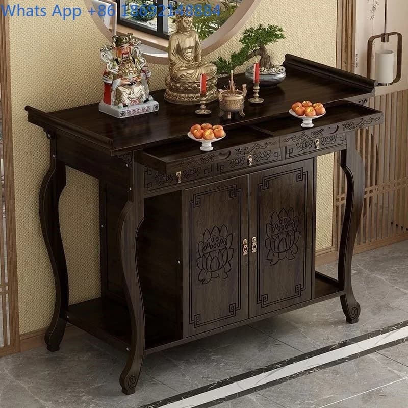Home Altar Buddha Table New Chinese Style Standing Cabinet God of Wealth Worship Table Guanyin Offering Table
