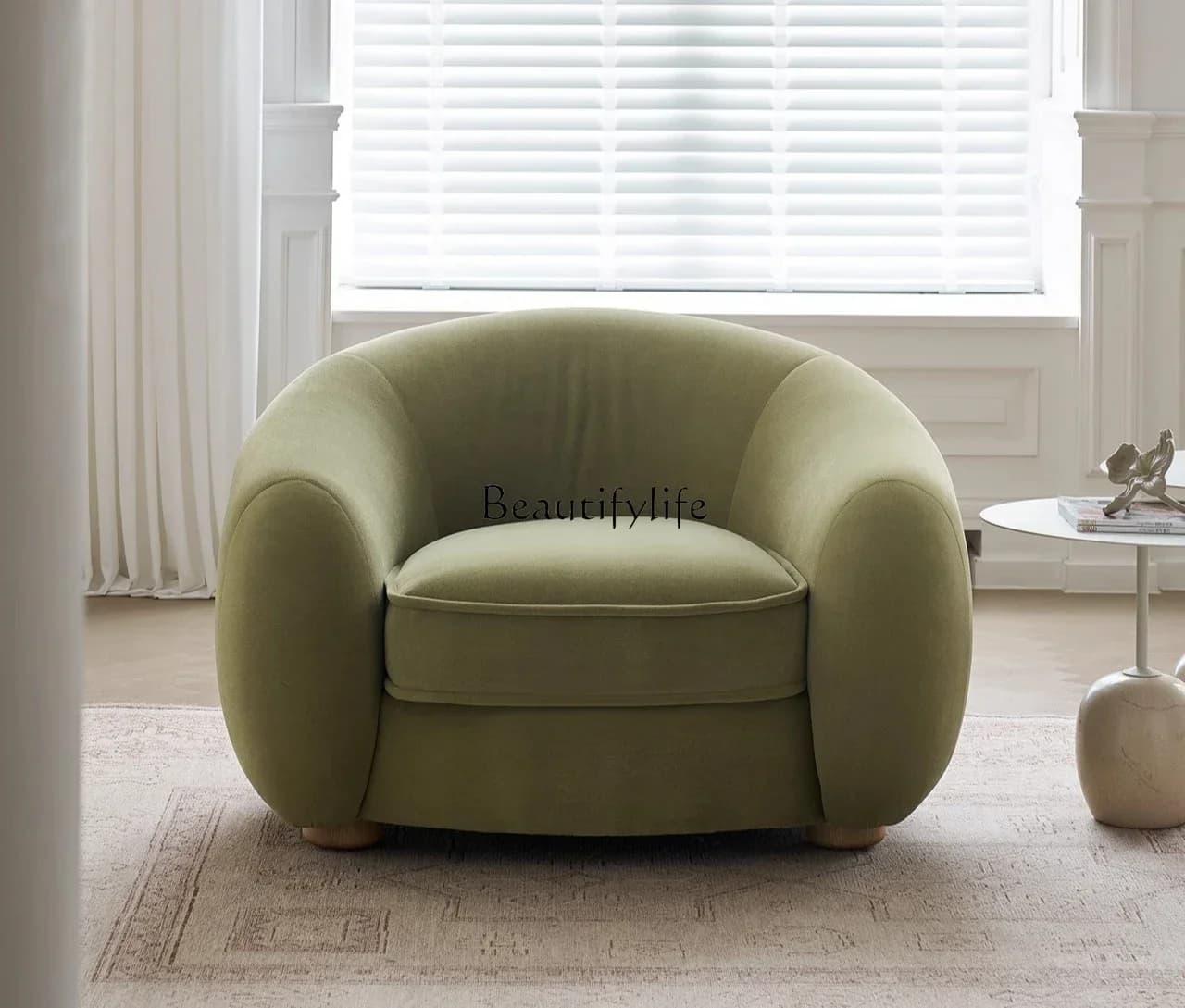 56Retro style living room single sofa small apartment fabric lazy sofa chair