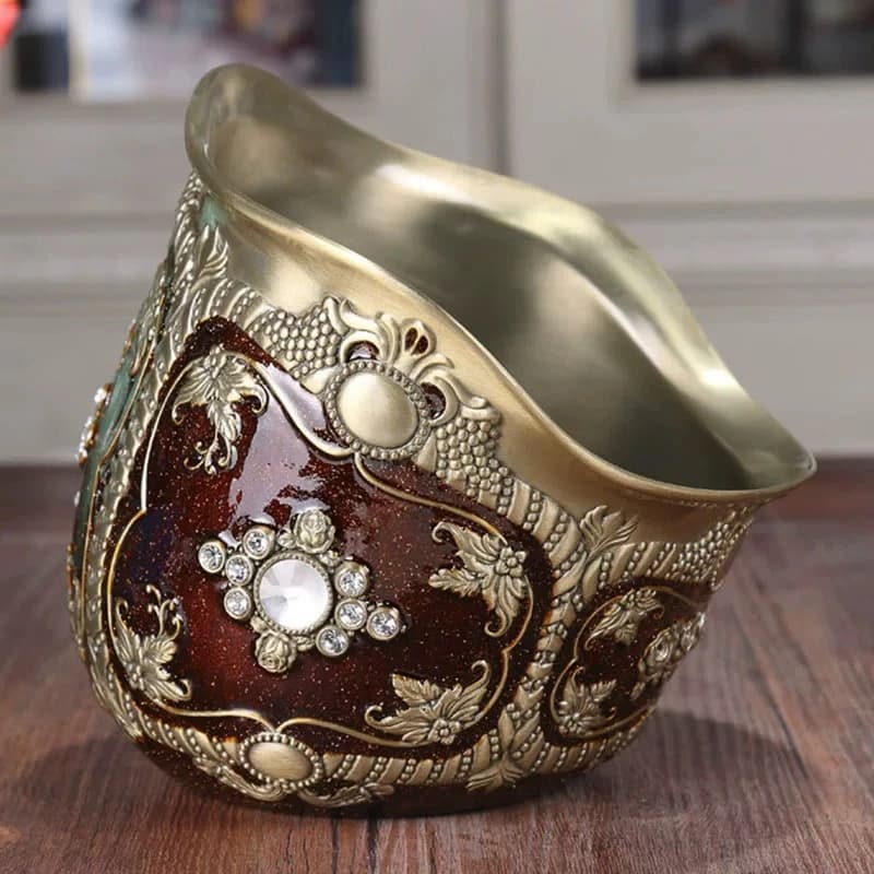 Metal trash can household desktop living room uncovered mini bedroom European bathroom creative office garbage bowl