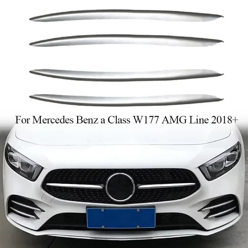 Car Front Grille Foglight Trim For Mercedes Benz A Class A180L A200L W177 AMG Line 2018-2022 Car Fog Lamp Lights Strips Cover