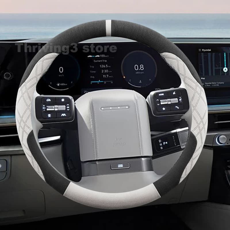 Suede Warm Car Steering Wheel Cover For Hyundai Grandeur 2024-2026 Winter Warm Auto interior hyundai ioniq 9 Accessories 2025