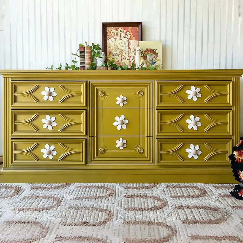 French retro solid wood drawer cabinet entrance hall cabinet flower decoration storage cabinet bedroom