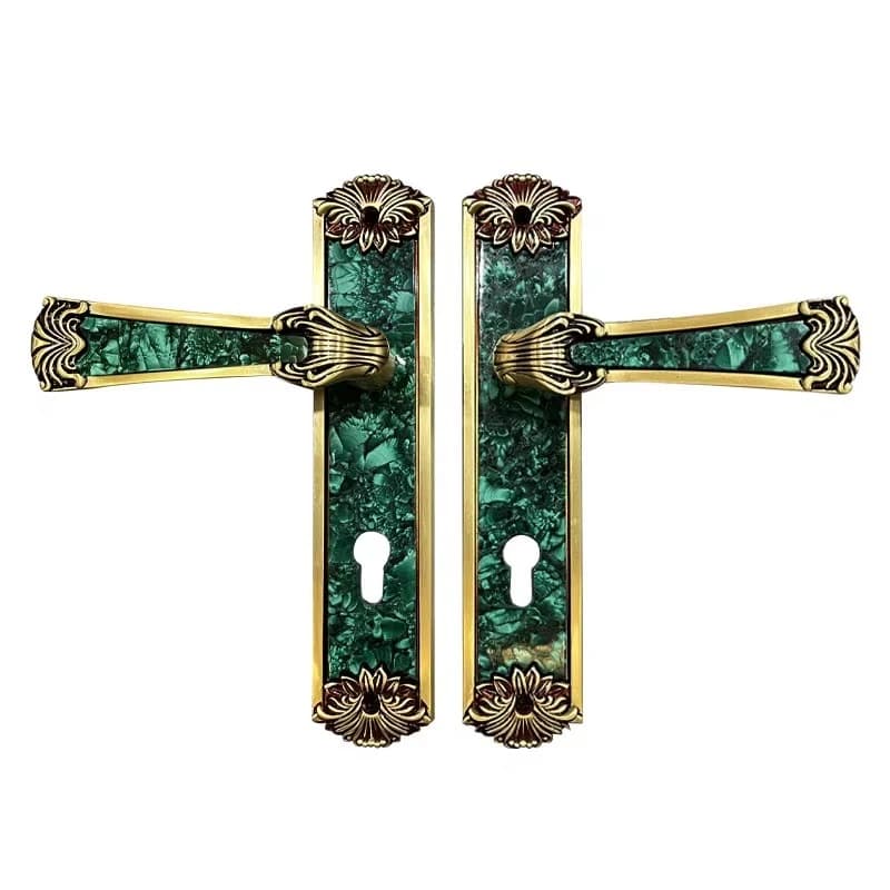 European retro door lock household bedroom bathroom indoor silent door lock gold all copper malachite door lock