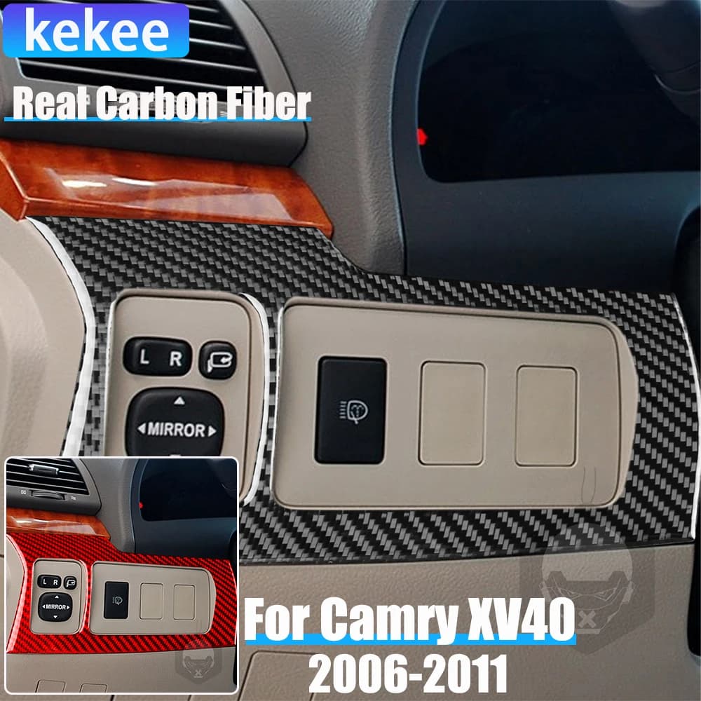 Real Carbon Fiber Car Accessories Headlight Frame Cover Soft Sticker For Toyota Camry 6th Gen XV40 2006 2007 2008 2009 2010 2011